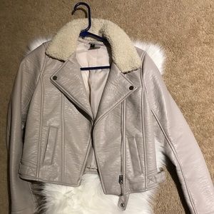 NWOT H&M grey leather jacket